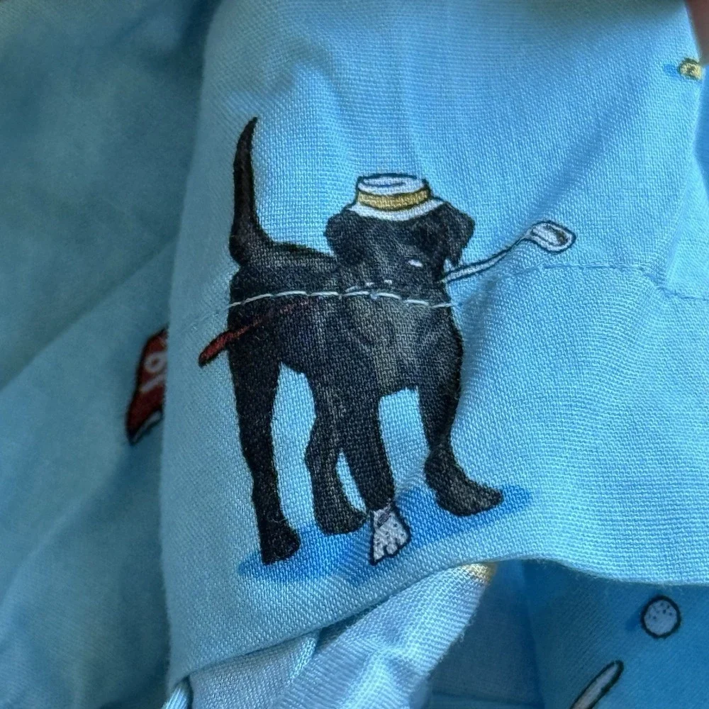 NWT J CREW Boxer Underwear Sz L Blue AOP Golf Dogs Caddy Comfort Oarsman 35-37